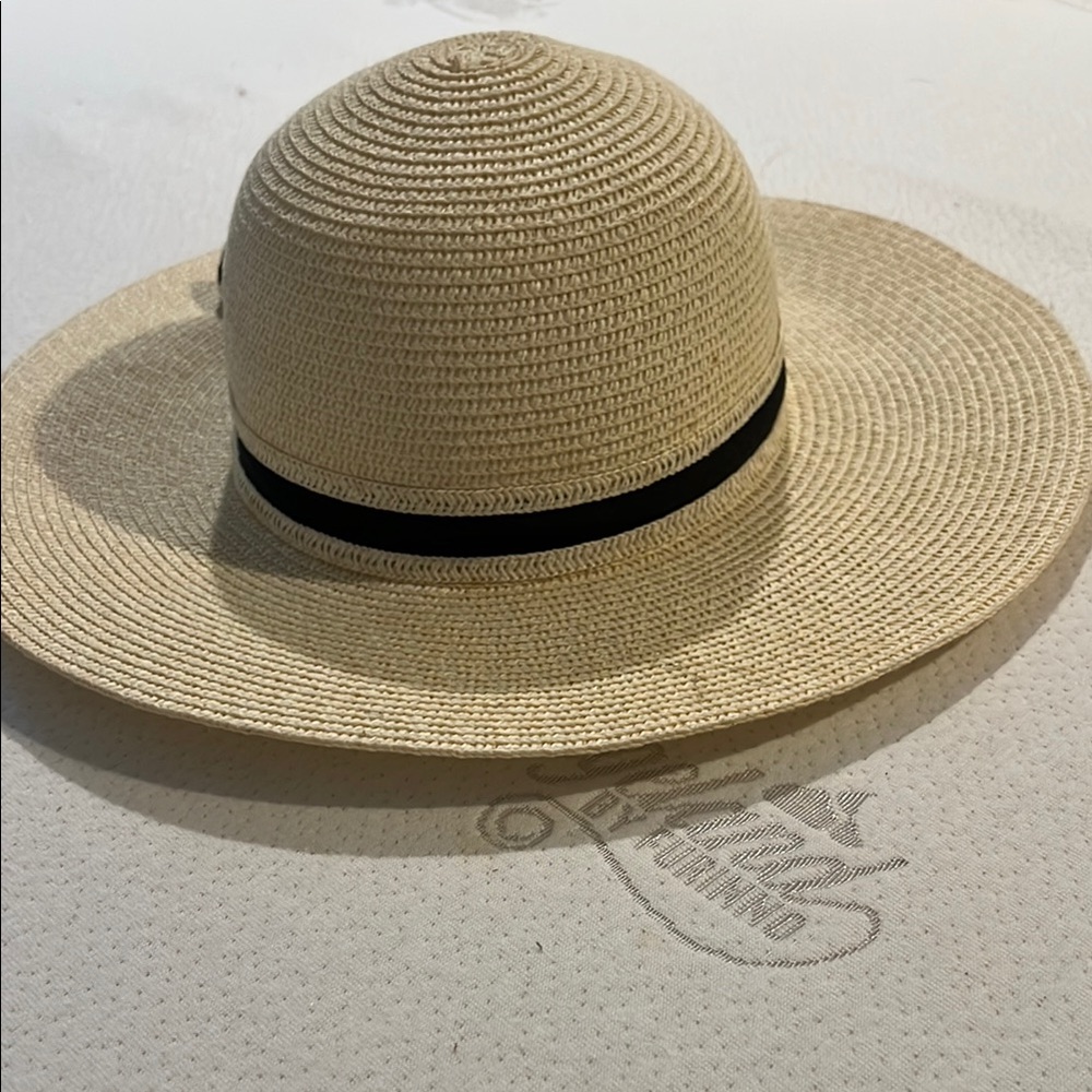 Source Unknown Tan and Black Wide-Brimmed Hat